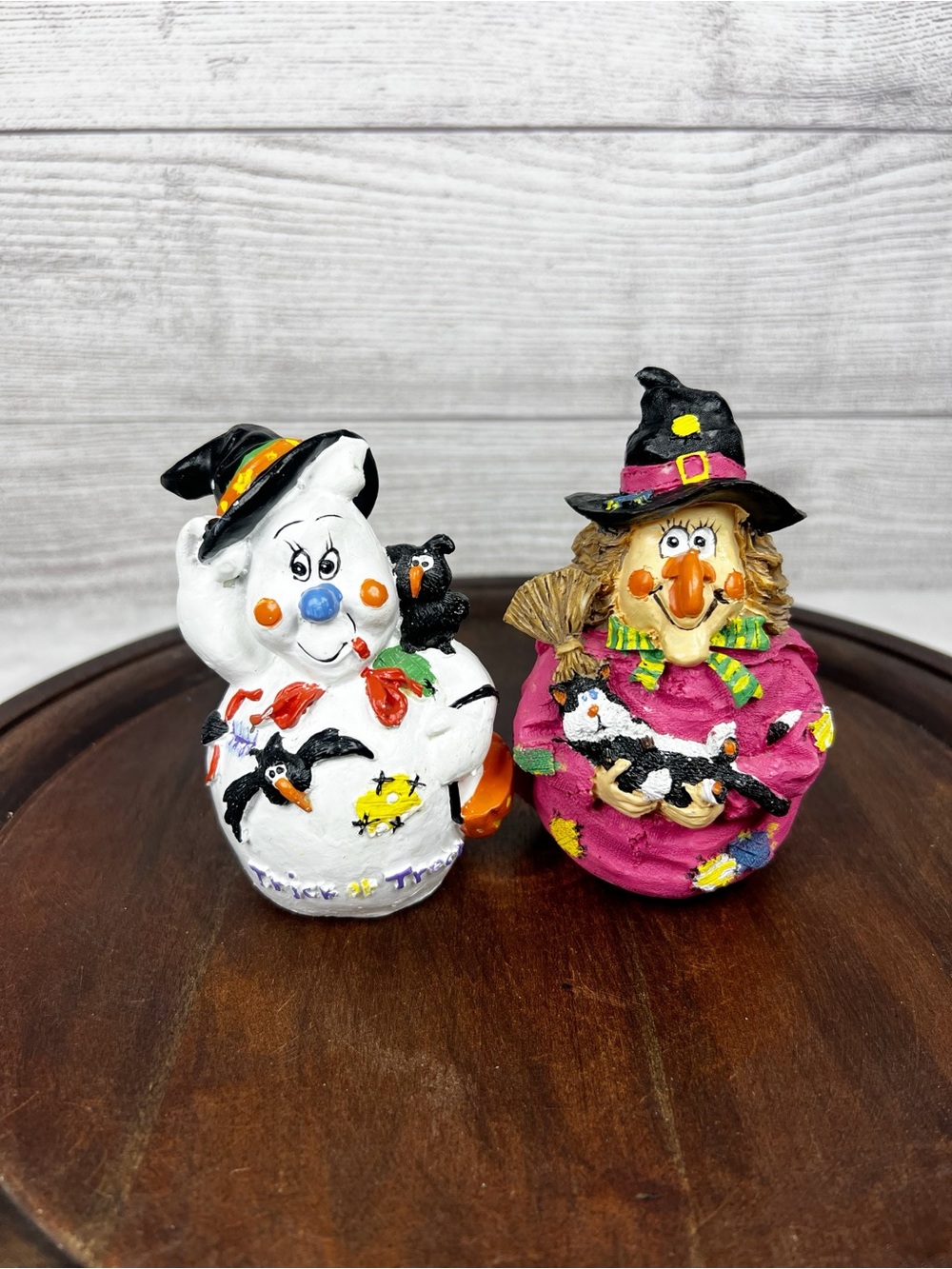 Vintage Ghost and Witch Halloween Figures Set of 2 Holiday Traditions Cottage